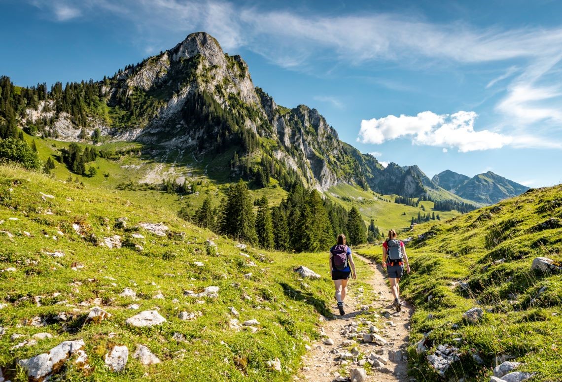 Walking in the Swiss mountains